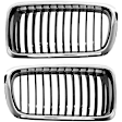SET-URO51138231594 Base Sedan Grille Shell and Insert, Chrome Shell with Black Insert