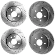 Front and Rear Brake Disc, 4-Wheel Set, Cross-drilled and Slotted, Vented, 5 Lugs