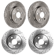 Front and Rear Brake Discs, 4-Wheel Set, Cross-drilled and Slotted, 5 Lugs, For Models With 321mm Front Disc, Single Piston Front Calipers