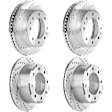 Front and Rear Brake Discs, 4-Wheel Set, Cross-drilled and Slotted, Vented, 8 Lugs