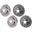 Front and Rear Brake Discs, 4-Wheel Set, Cross-drilled and Slotted, Vented