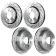 Front and Rear Brake Discs, 4-Wheel Set, Cross-drilled and Slotted, Vented, 7 Lugs