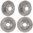 Front and Rear Brake Discs, 4-Wheel Set, Cross-drilled and Slotted, Vented - Front; Solid - Rear, 5 Lugs