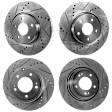 Front and Rear Brake Discs, 4-Wheel Set, Cross-Drilled and Slotted, Front - Vented, Rear - Solid, 5 Lugs