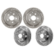 Front and Rear Brake Discs, Cross-Drilled and Slotted, Front - Vented, Rear - Solid, 5 Lugs