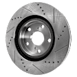 Front and Rear Brake Discs, Cross-Drilled and Slotted, Front - Vented, Rear - Solid, 5 Lugs