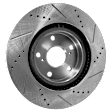 Front and Rear Brake Discs, Cross-Drilled and Slotted, Front - Vented, Rear - Solid, 5 Lugs