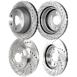 Front and Rear Brake Disc, Cross-drilled and Slotted, Vented, 6 Lugs, Front-305.05 mm/Rear-329.69 mm, Pro-Line Series