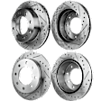 Front and Rear Brake Disc, Natural Finish, Cross-drilled and Slotted, Vented, 8 Lugs, Front-324.87 mm/Rear-329.95 mm, Pro-Line Series