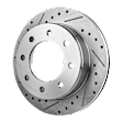Front and Rear Brake Disc, Natural Finish, Cross-drilled and Slotted, Vented, 8 Lugs, Front-324.87 mm/Rear-329.95 mm, Pro-Line Series