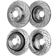 Front and Rear Brake Disc, 4-Wheel Set, Cross-drilled and Slotted, Vented, 5 Lugs, Pro-Line Series