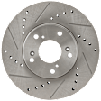 Front and Rear Brake Disc, 4-Wheel Set, Cross-drilled and Slotted, Vented - Front; Solid - Rear, 5 Lugs, Pro-Line Series
