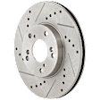 Front and Rear Brake Disc, 4-Wheel Set, Cross-drilled and Slotted, Vented - Front; Solid - Rear, 5 Lugs, Pro-Line Series