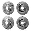 Front and Rear Brake Discs, 4-Wheel Set, Cross-Drilled and Slotted, Vented - Front, Solid - Rear, 5 Lugs, Pro-Line Series