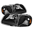 5070319 Driver and Passenger Side Headlight, Without bulb(s) - Clear Lens Black Interior, With Park/Signal Lamp