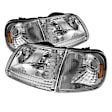 5070326 Driver and Passenger Side Headlight, Without bulb(s) - Clear Lens Chrome Interior, With Park/Signal Lamp