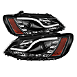 2013 Volkswagen Jetta - Driver and Passenger Side Halogen Headlight, With bulb(s), Uses Stock Bulbs;  Models Only; Not Compatible With Xenon/HID Model, Clear Lens, Black Interior, Signature Series