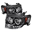 5074225 DOT/SAE Compliant Driver and Passenger Side Headlight, With bulb(s) - Black, Halogen Projector, LED Halo