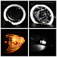 5077141 Driver and Passenger Side Halogen Headlight, With bulb(s), Clear Lens, Chrome Interior, Coupe, Signature Series