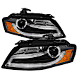 2009 Audi A4 - Driver and Passenger Side Halogen Headlight, With bulb(s),  Models Only; Not Compatible With Xenon/HID Model, Clear Lens, Black Interior, Signature Series