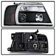 5084484 Driver and Passenger Side Headlight, With bulb(s) - Clear Lens Black Interior, Halogen Projector, 1 C-Bar Light