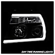 5084484 Driver and Passenger Side Headlight, With bulb(s) - Clear Lens Black Interior, Halogen Projector, 1 C-Bar Light