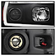 5084484 Driver and Passenger Side Headlight, With bulb(s) - Clear Lens Black Interior, Halogen Projector, 1 C-Bar Light
