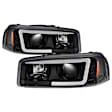 2007 GMC Sierra 2500 HD Classic - Driver and Passenger Side Halogen Headlight, With bulb(s), Light Bar Drl; Version 2, Clear Lens, Black Interior, Signature Series