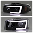 2007 GMC Sierra 2500 HD Classic - Driver and Passenger Side Halogen Headlight, With bulb(s), Light Bar Drl; Version 2, Clear Lens, Black Interior, Signature Series