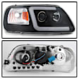 5084538 Driver and Passenger Side Headlight, With bulb(s) - Clear Lens Black Interior, Halogen Projector CCFL Light Bar