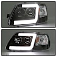 5084538 Driver and Passenger Side Headlight, With bulb(s) - Clear Lens Black Interior, Halogen Projector CCFL Light Bar