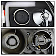 5084538 Driver and Passenger Side Headlight, With bulb(s) - Clear Lens Black Interior, Halogen Projector CCFL Light Bar