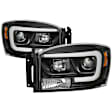 5085306 Driver and Passenger Side Halogen Headlight, With bulb(s), Clear Lens, Black Interior, Signature Series
