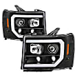 2013 GMC Sierra 3500 HD - Driver and Passenger Side Halogen Headlight, With bulb(s), Clear Lens, Black Interior, Signature Series