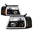 2005 Ford F-150 - Driver and Passenger Side Halogen/LED Headlight, With bulb(s), Clear Lens, Black Interior, Platinum Series