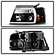 2005 Ford F-150 - Driver and Passenger Side Halogen/LED Headlight, With bulb(s), Clear Lens, Black Interior, Platinum Series