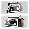 2005 Ford F-150 - Driver and Passenger Side Halogen/LED Headlight, With bulb(s), Clear Lens, Black Interior, Platinum Series