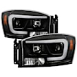 2008 Dodge Ram 1500 - Driver and Passenger Side Halogen/LED Combo Headlight, With bulb(s), Clear Lens, Black Interior, Platinum Series