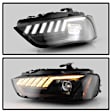 2014 Audi A4 - Driver and Passenger Side Halogen/LED Headlight, Without bulb(s), Xenon/HID Model Only; Not Compatible With Factory Halogen Model, Clear Lens, Black Interior, Apex Series