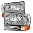 9025419 Driver and Passenger Side Halogen Headlight, Without bulb(s), Clear Lens, Chrome Interior