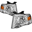 9042409 Driver and Passenger Side Halogen Headlight, Without bulb(s), Clear Lens, Chrome Interior