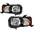 9042591 Driver and Passenger Side Halogen Headlight, Without bulb(s), Clear Lens, Black Interior