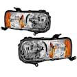 9042607 Driver and Passenger Side Halogen Headlight, Without bulb(s), Clear Lens, Chrome Interior