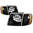 9042614 Driver and Passenger Side Halogen Headlight, Without bulb(s), Clear Lens, Chrome Interior