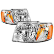 9042621 Driver and Passenger Side Halogen Headlight, Without bulb(s), Clear Lens, Chrome Interior