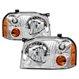 9042775 Driver and Passenger Side Halogen Headlight, Without bulb(s), Clear Lens, Chrome Interior