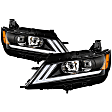 2015 Chevrolet Impala - Driver and Passenger Side Halogen/LED Headlight, With bulb(s), Halogen Models Only; Will Not Fit Xenon/HID Model, Clear Lens, Black Interior, Xtune Series