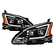 2014 Nissan Sentra - Driver and Passenger Side Halogen/LED Headlight, With bulb(s), Halogen Models Only, Clear Lens, Black Interior, Xtune Series