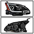 2014 Nissan Sentra - Driver and Passenger Side Halogen/LED Headlight, With bulb(s), Halogen Models Only, Clear Lens, Black Interior, Xtune Series