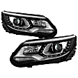 9948527 Driver and Passenger Side Halogen/LED Combo Headlight, With bulb(s), Clear Lens, Chrome Interior, Xtune Series